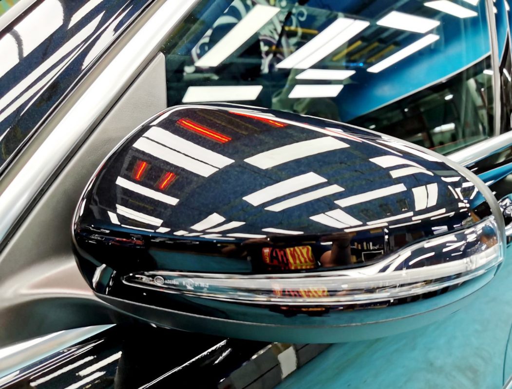 Side panel of the GLB200 with the titanium finish locked in.