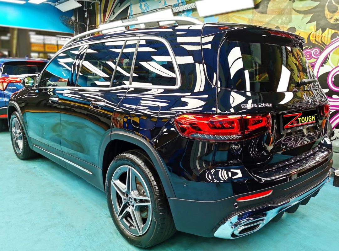 Rear quarter of the GLB200, glossy and protected.