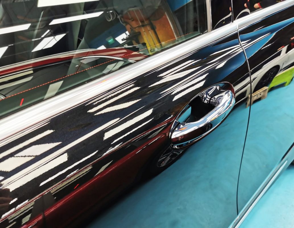Front three-quarter view of the GLB200 after coating.