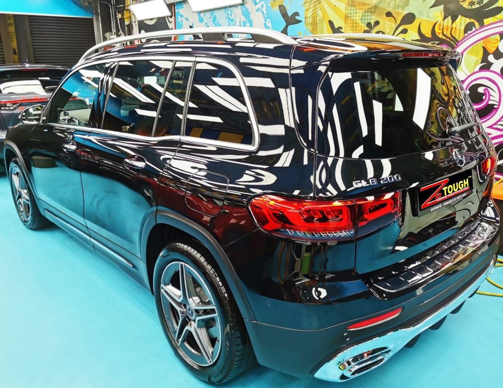 Rear quarter of the GLB200, glossy and protected.