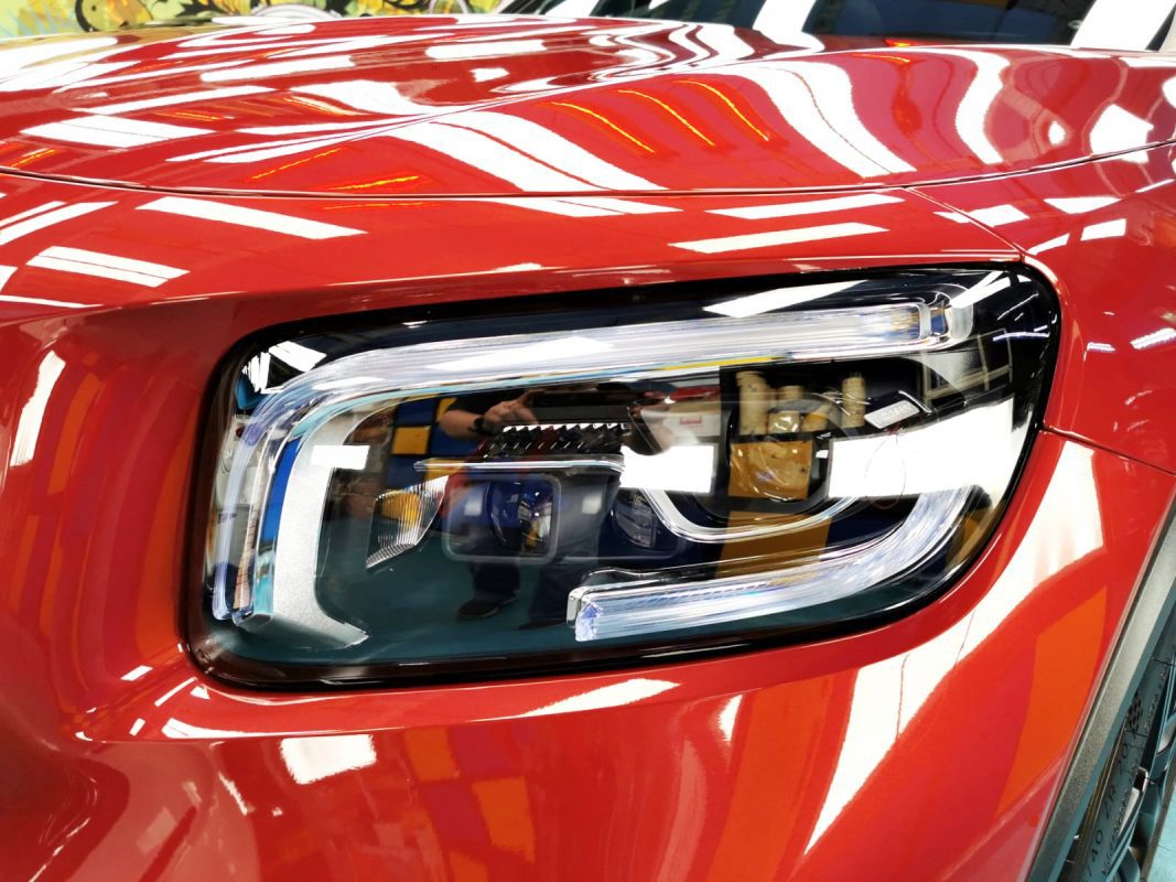 The GLB35's coated paintwork showing clean reflections.