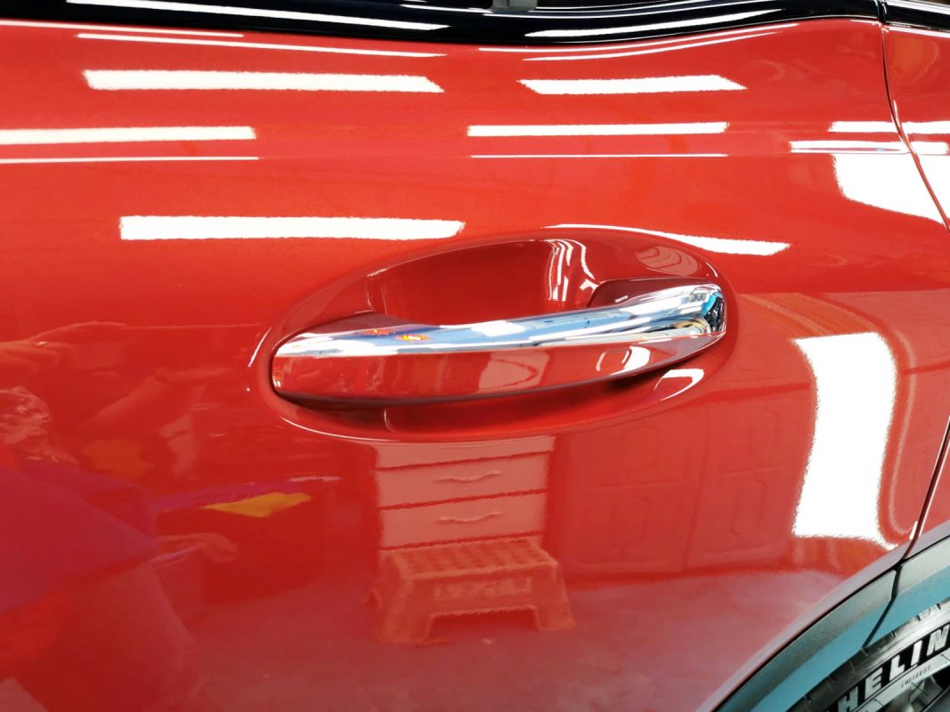 Front three-quarter view of the GLB35 after coating.