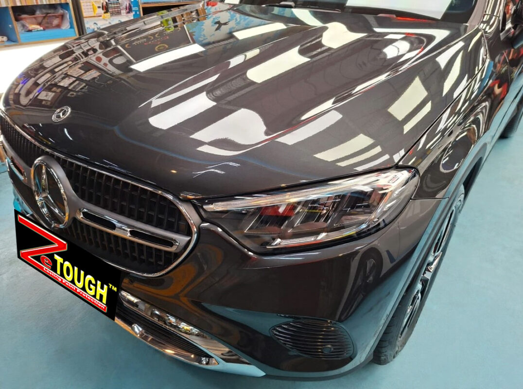 The Mercedes-Benz GLC200 from a side angle after the ceramic coating.