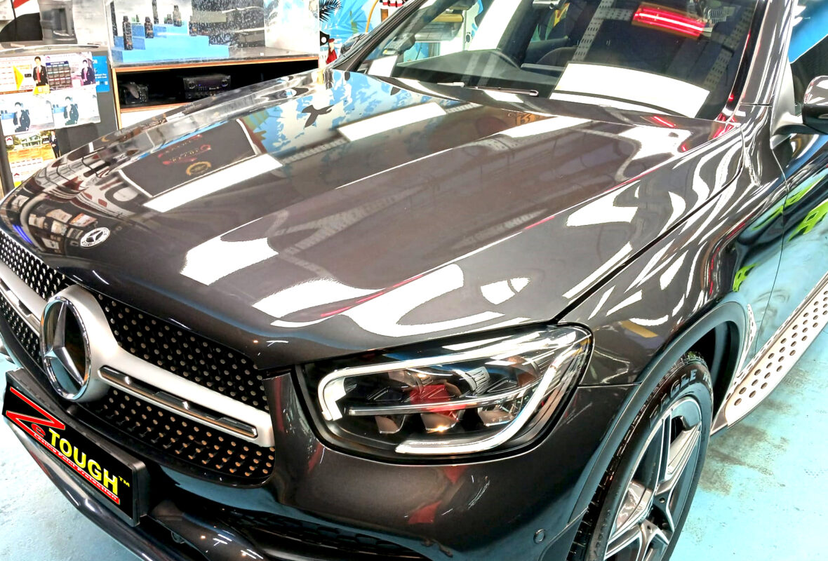The Mercedes-Benz GLC200 from a side angle after the titanium coating.