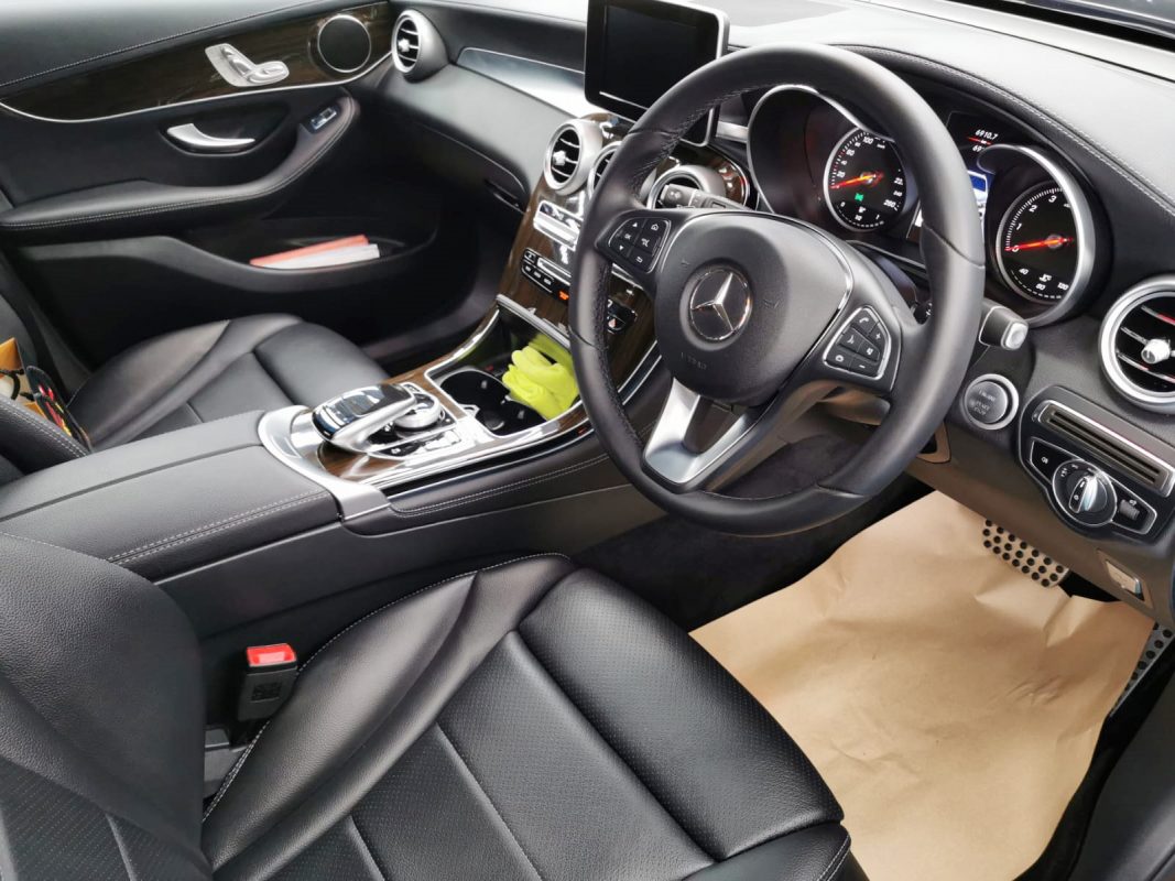 The GLC200 parked in the workshop, freshly coated.