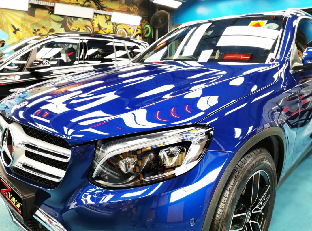 The Mercedes-Benz GLC200 from a side angle after the titanium coating.