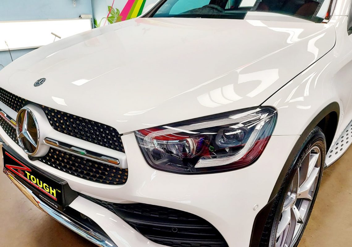 The Mercedes-Benz GLC300 from a side angle after the titanium coating.