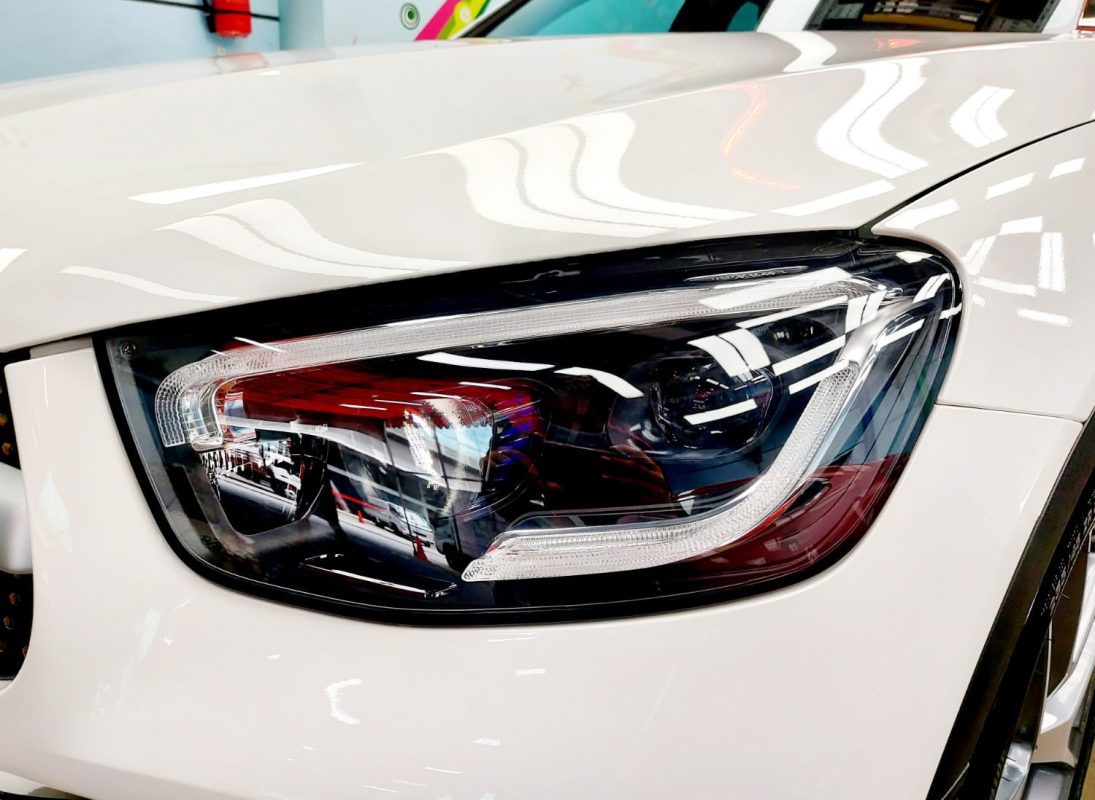 The GLC300's coated paintwork showing clean reflections.