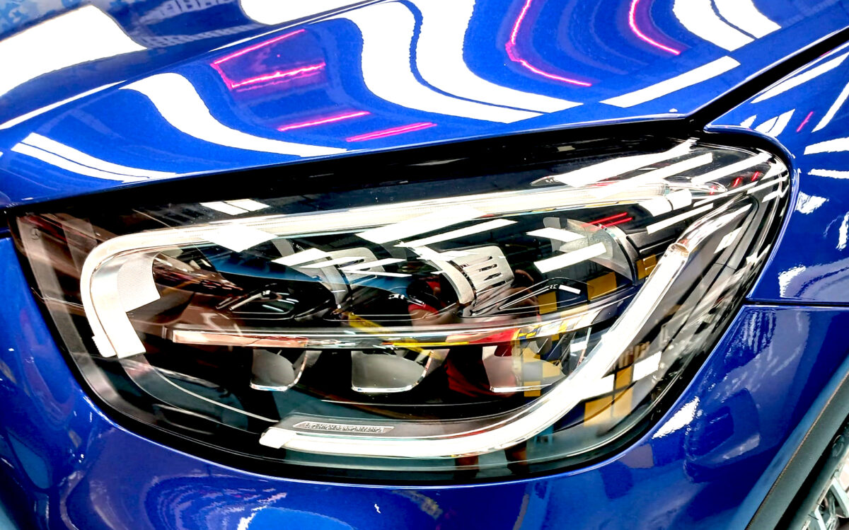 The GLC300's coated paintwork showing clean reflections.