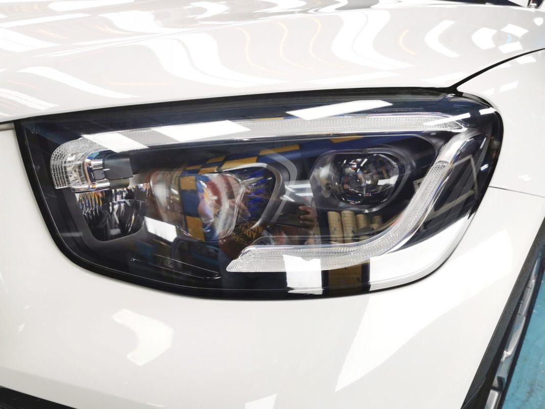 The GLC300's coated paintwork showing clean reflections.