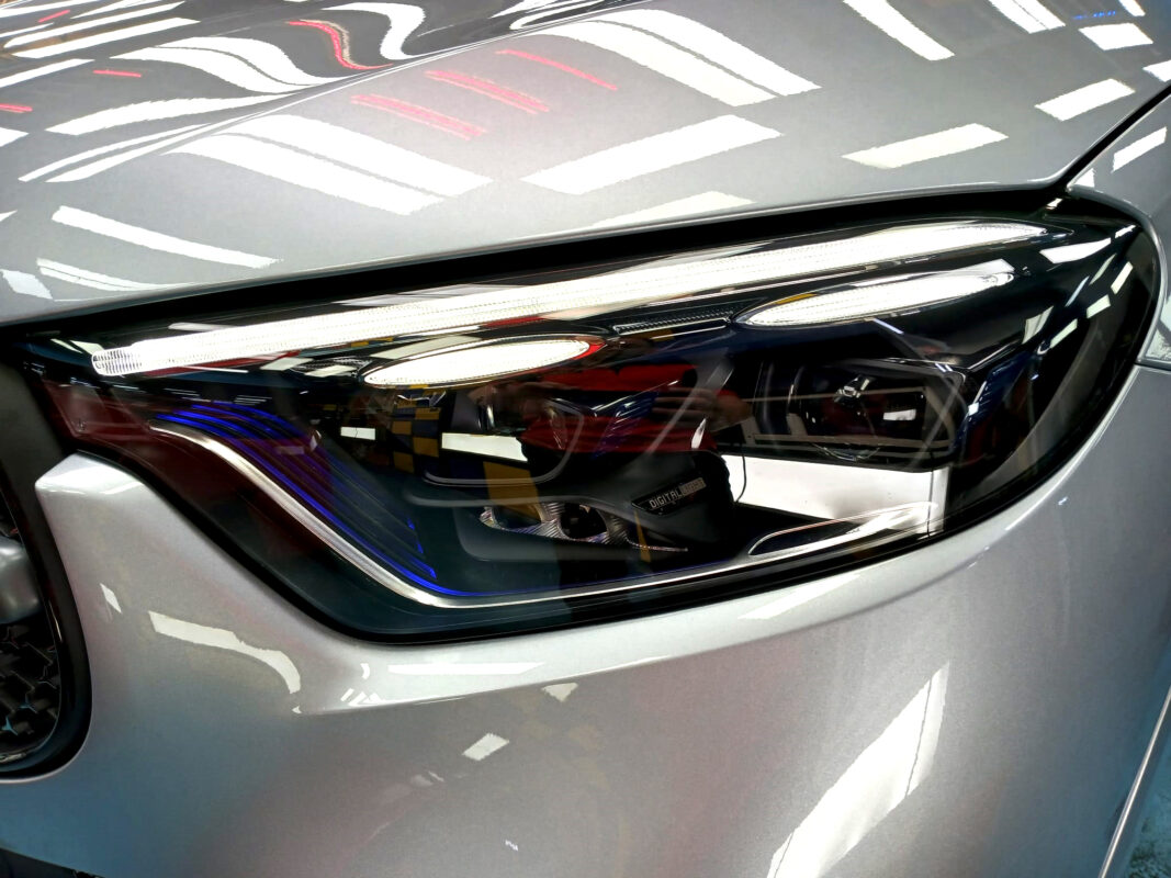 The GLC300's coated paintwork showing clean reflections.