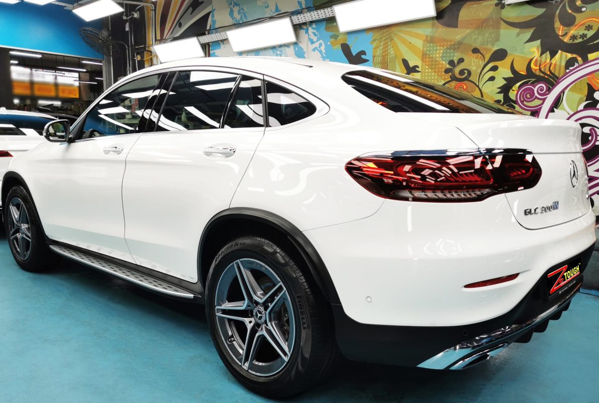 Rear quarter of the GLC300, glossy and protected.