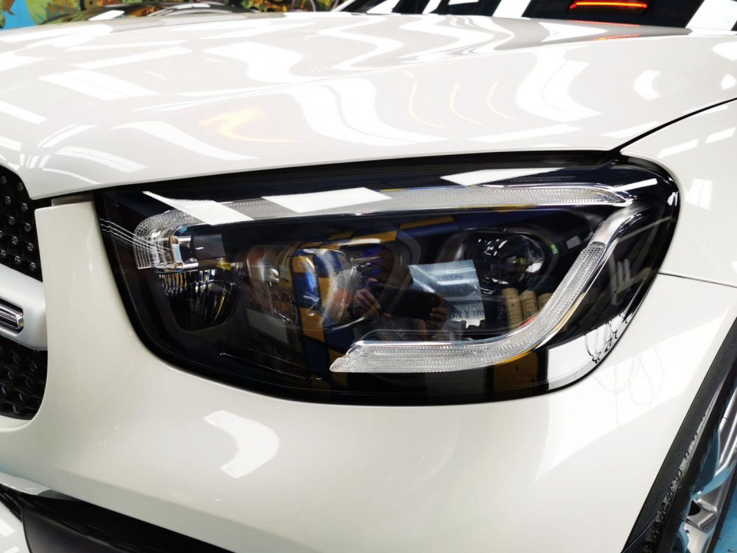 The GLC300's coated paintwork showing clean reflections.