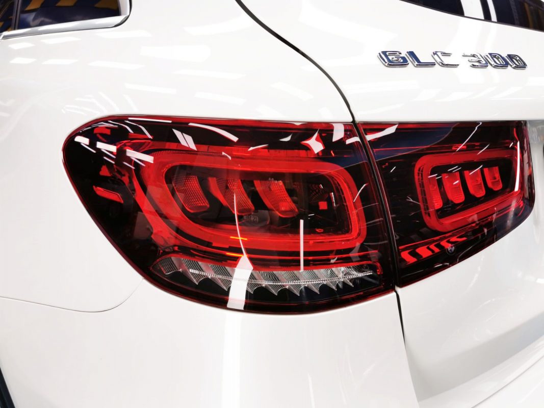 The bonnet of the GLC300 under workshop lighting.