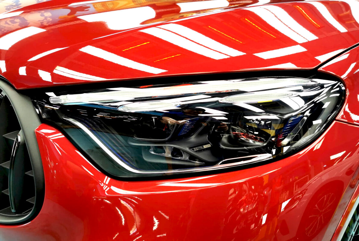 The GLC43's coated paintwork showing clean reflections.