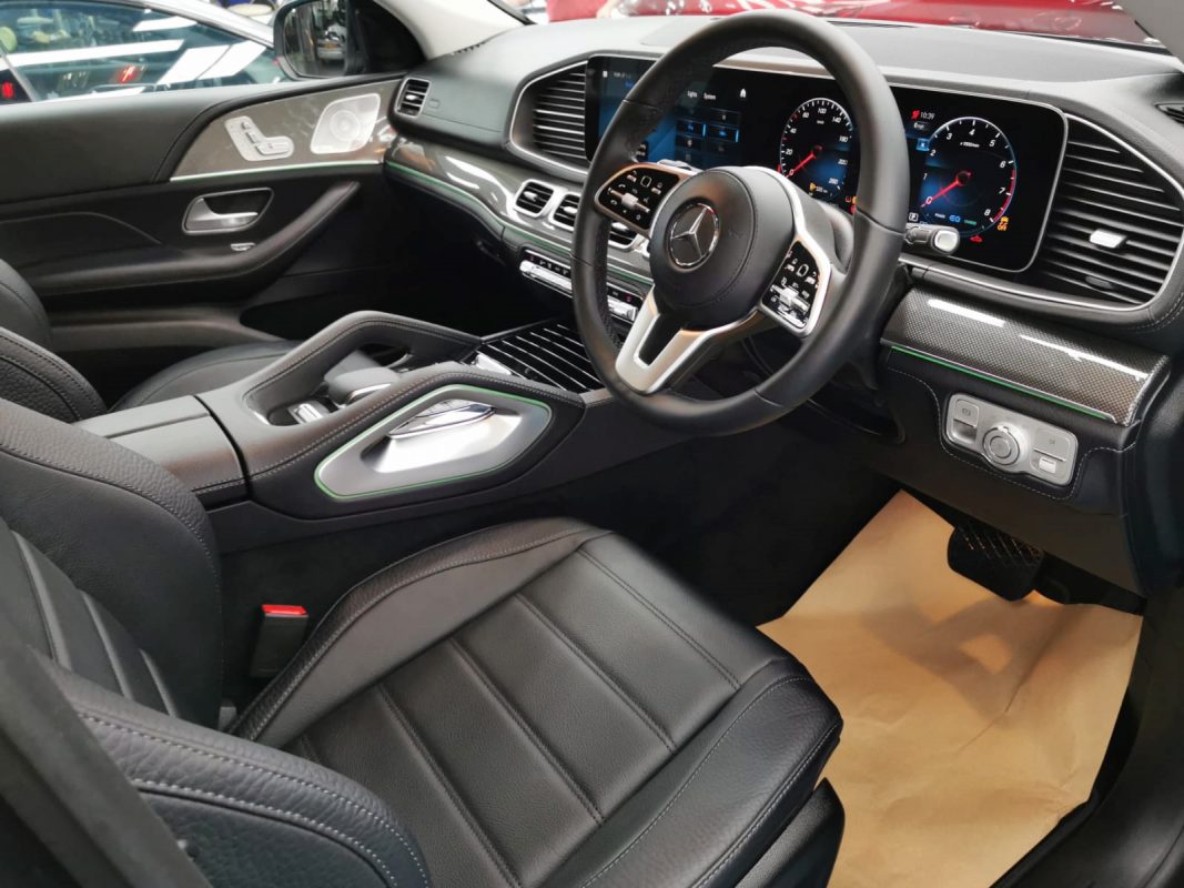 The Mercedes-Benz GLE450 parked in the workshop, freshly coated.