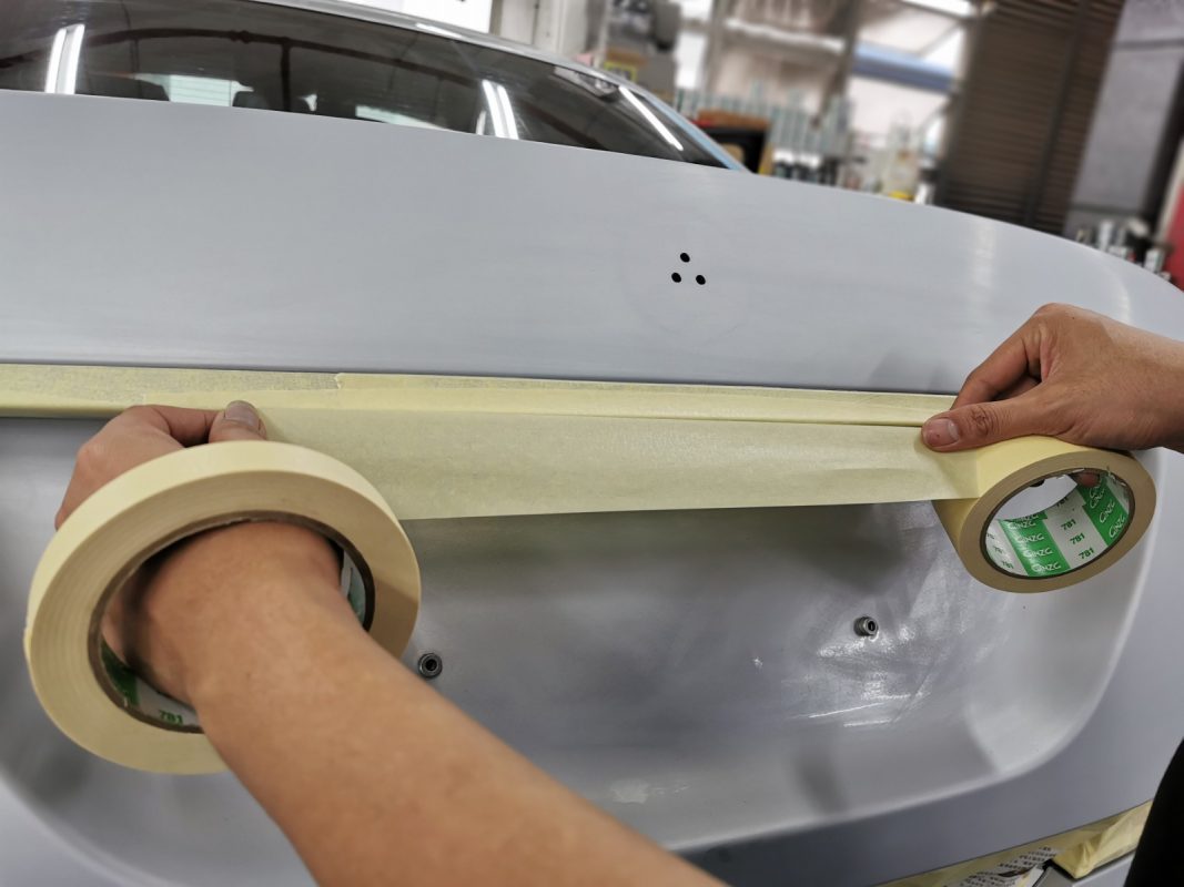 The S350L fully masked and ready for the spray booth.