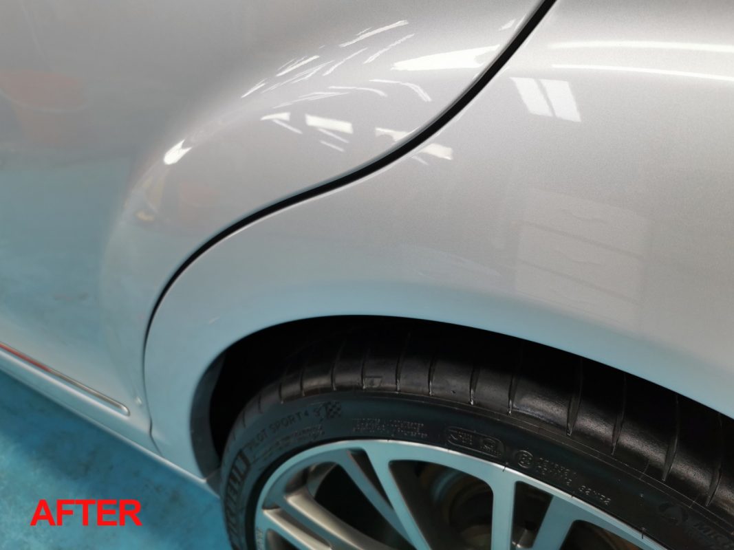 Glossy body panels on the S350L after the ceramic coating.
