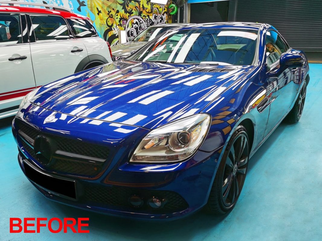 The Mercedes-Benz SLK200 after the full respray.