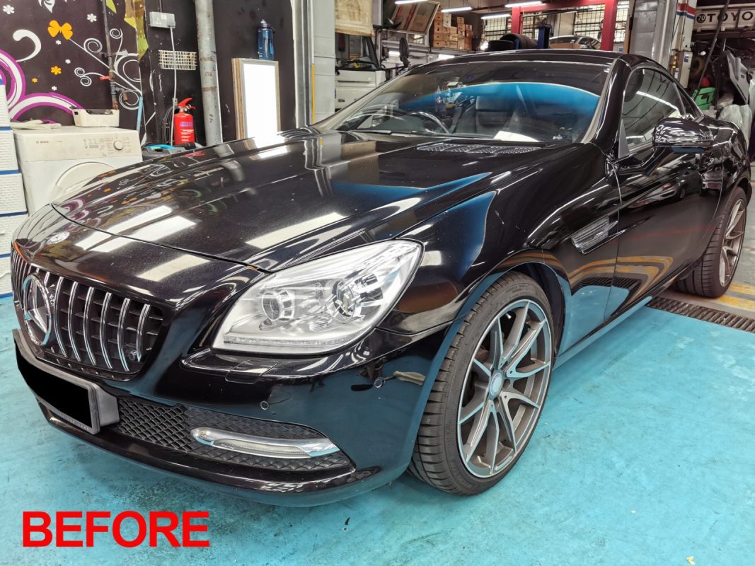 The Mercedes-Benz SLK200 after the full respray.