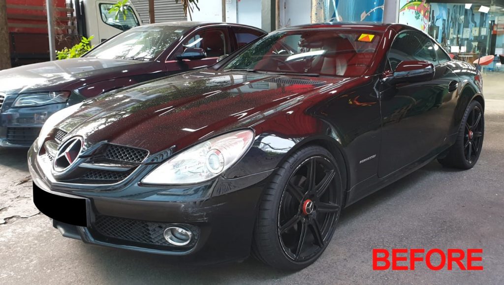 The Mercedes-Benz SLK200 after the full respray.