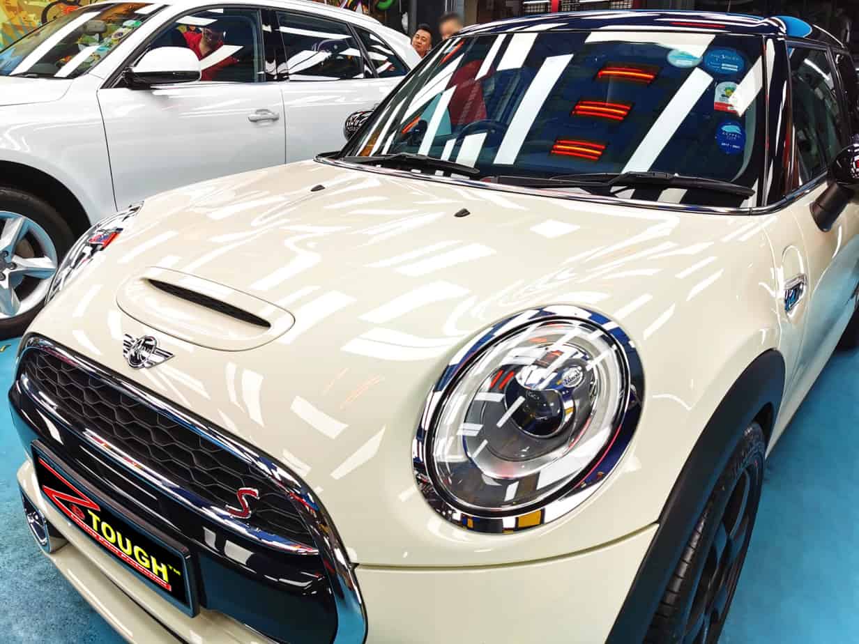 The MINI Cooper S from a side angle after the titanium coating.