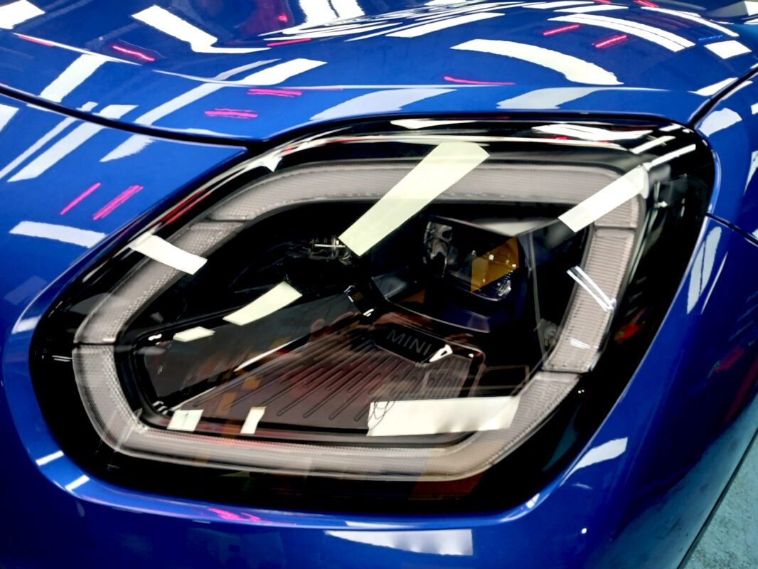 The Countryman Cooper's coated paintwork showing clean reflections.