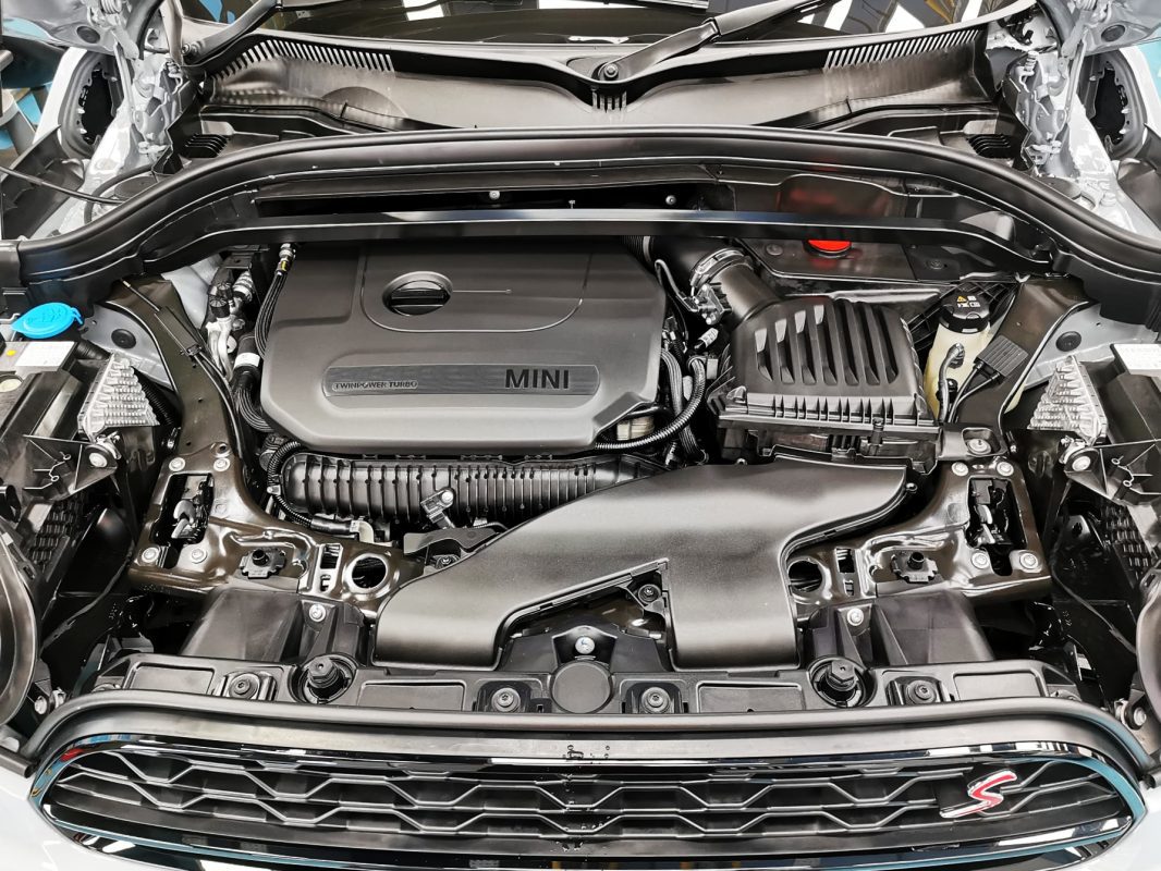 Front three-quarter view of the MINI Countryman after coating.