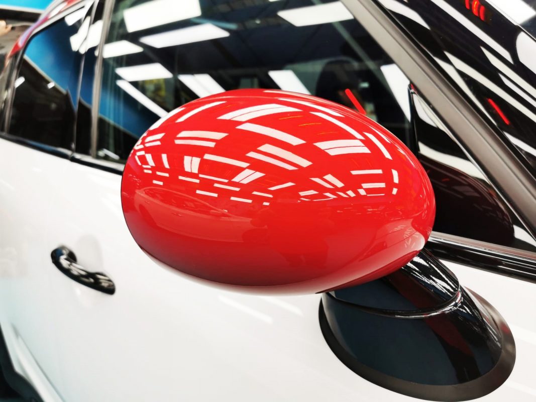 Side panel of the MINI Countryman with the titanium finish locked in.