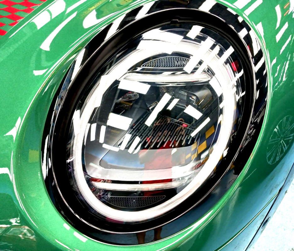 The John Cooper's coated paintwork showing clean reflections.