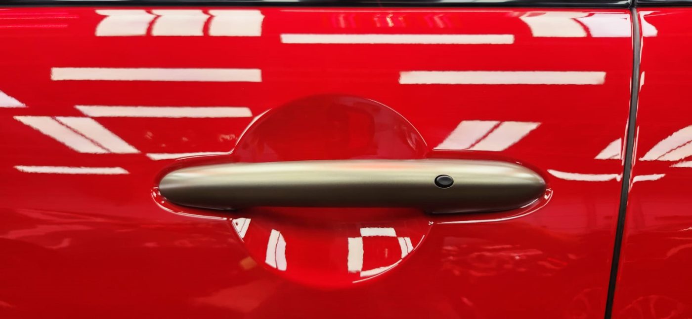 Front three-quarter view of the MINI One after coating.