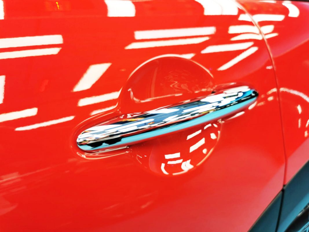 Front three-quarter view of the MINI One SW after coating.