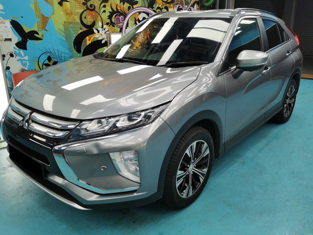 The Mitsubishi Eclipse Cross as it arrived at Revol Carz, showing paint damage before the respray.