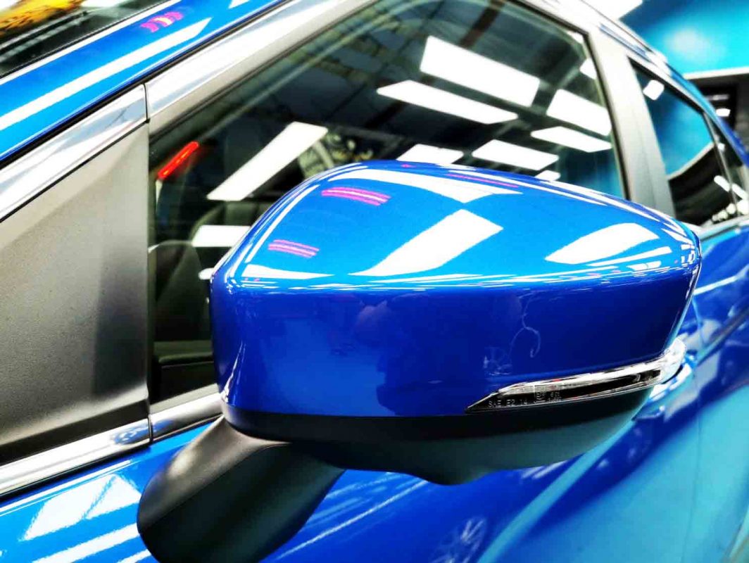 Side panel of the Mitsubishi Eclipse Cross with the ceramic finish locked in.