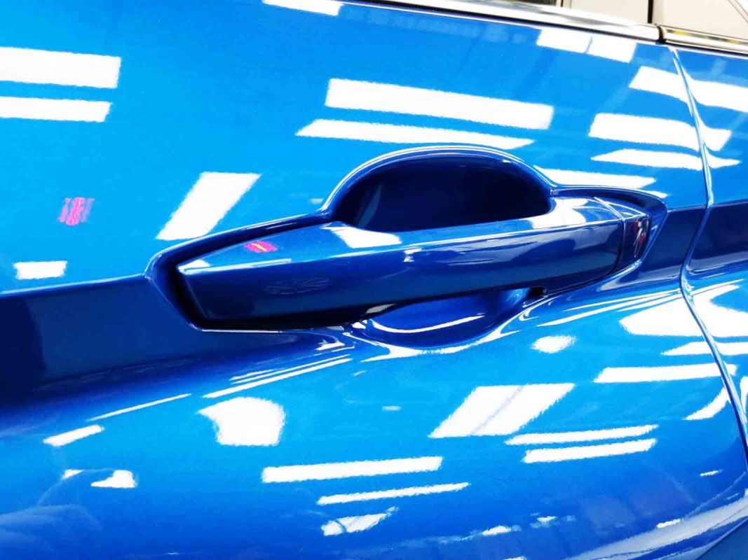 Front three-quarter view of the Mitsubishi Eclipse Cross after coating.