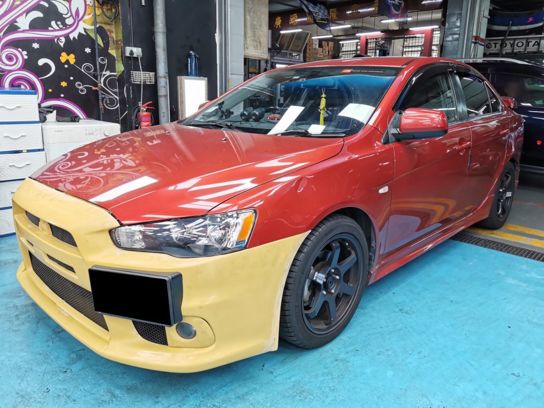 The Mitsubishi Lancer as it arrived at Revol Carz before the respray.