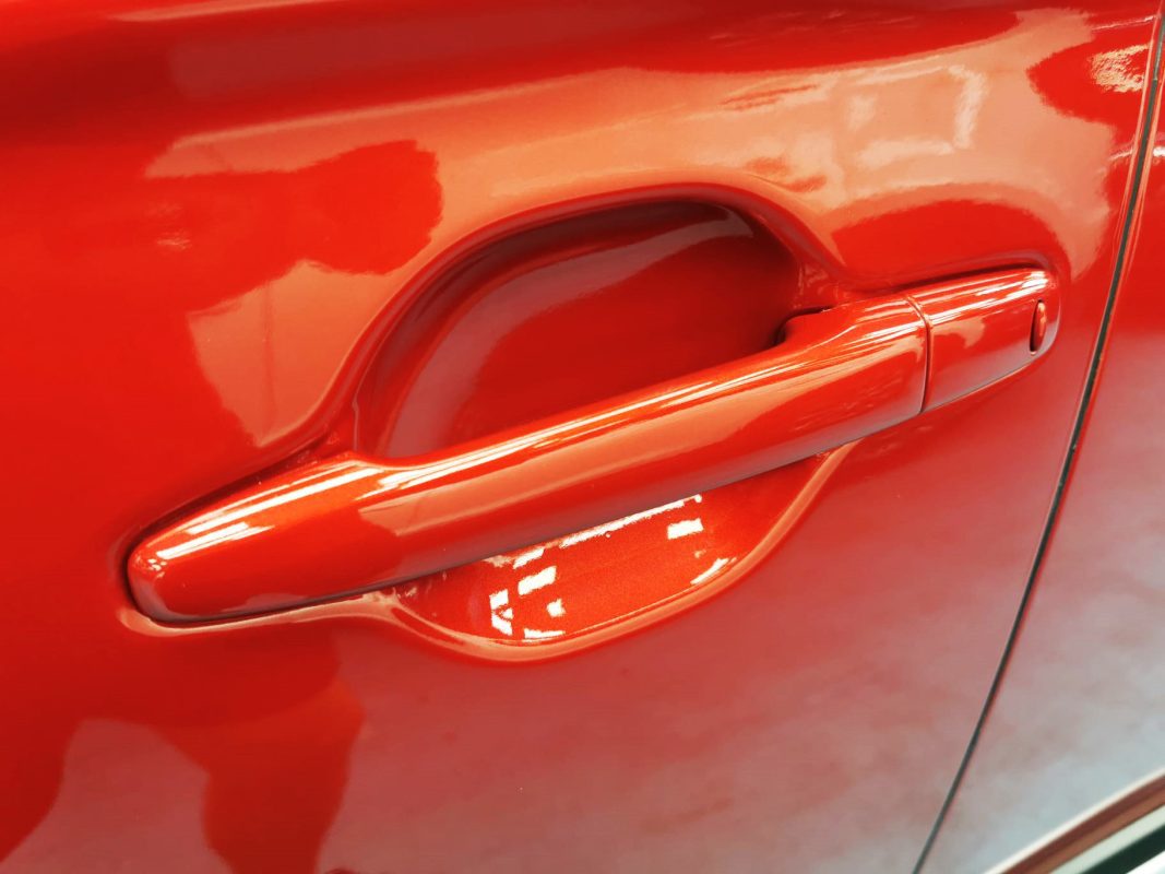 Front three-quarter view of the Mitsubishi Outlander after coating.