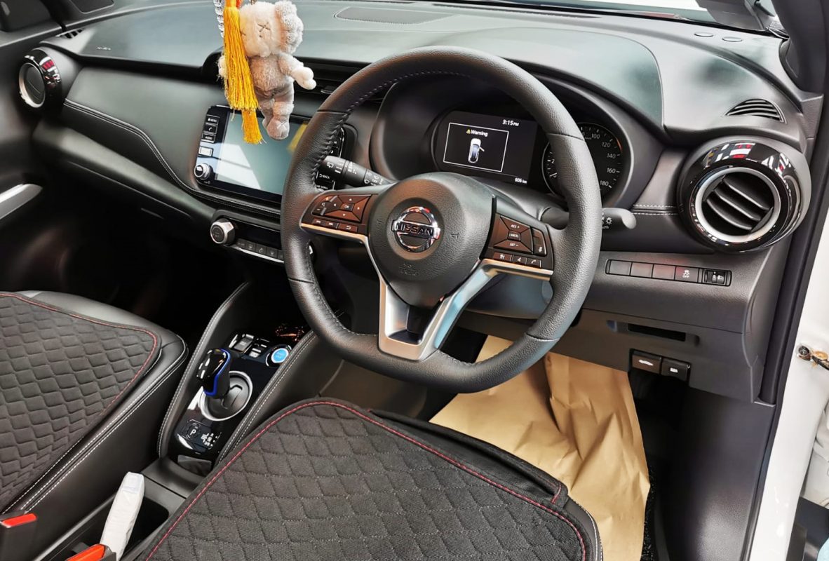 Front three-quarter view of the coated Nissan Kicks.