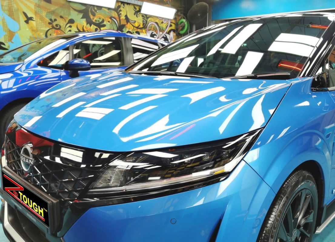 Side view of the Nissan Note E-Power after the titanium coating.