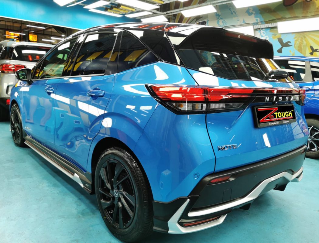 Wheel and arch detail on the freshly coated Nissan Note E-Power.
