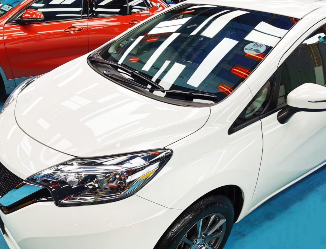 The Nissan Note from a side angle after the titanium coating.