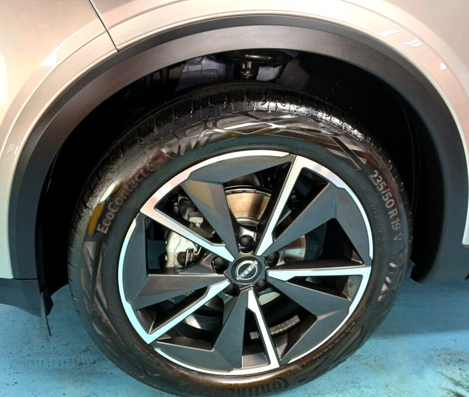 Wheel and arch detail on the freshly coated Nissan Qashqai.