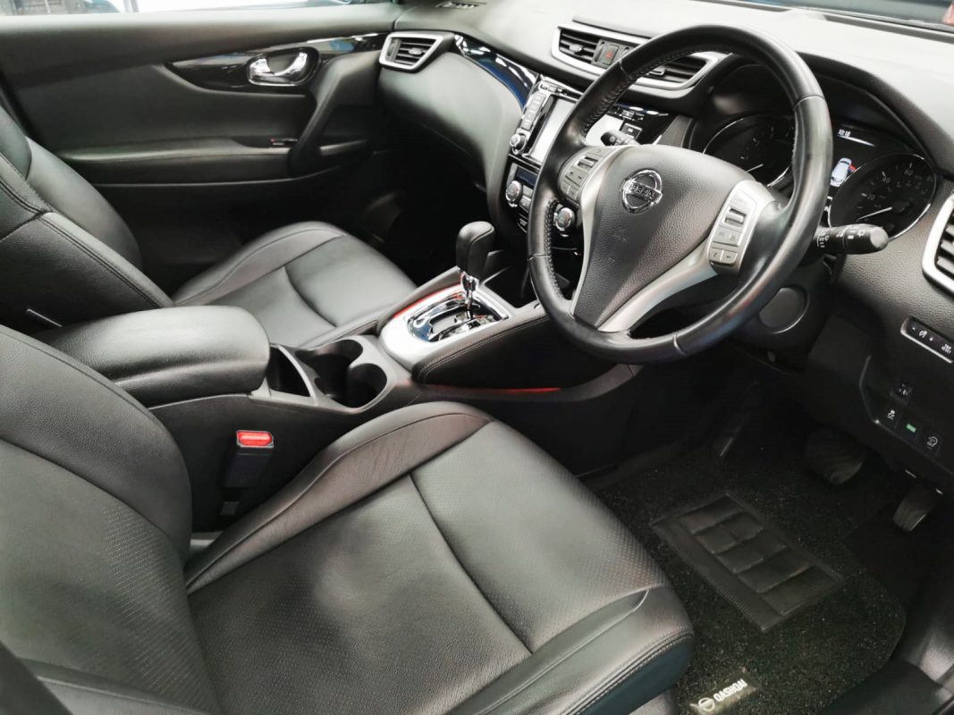 The Nissan Qashqai parked in the workshop, freshly coated.