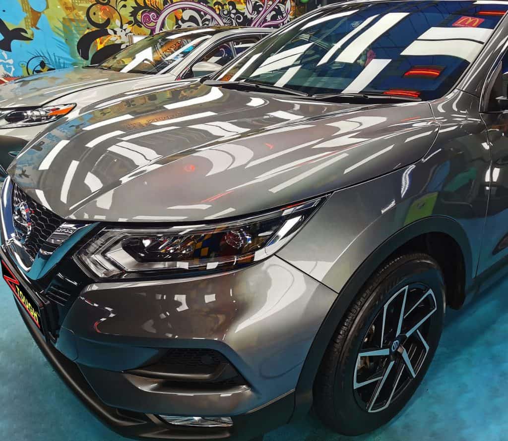 The Nissan Qashqai from a side angle after the titanium coating.