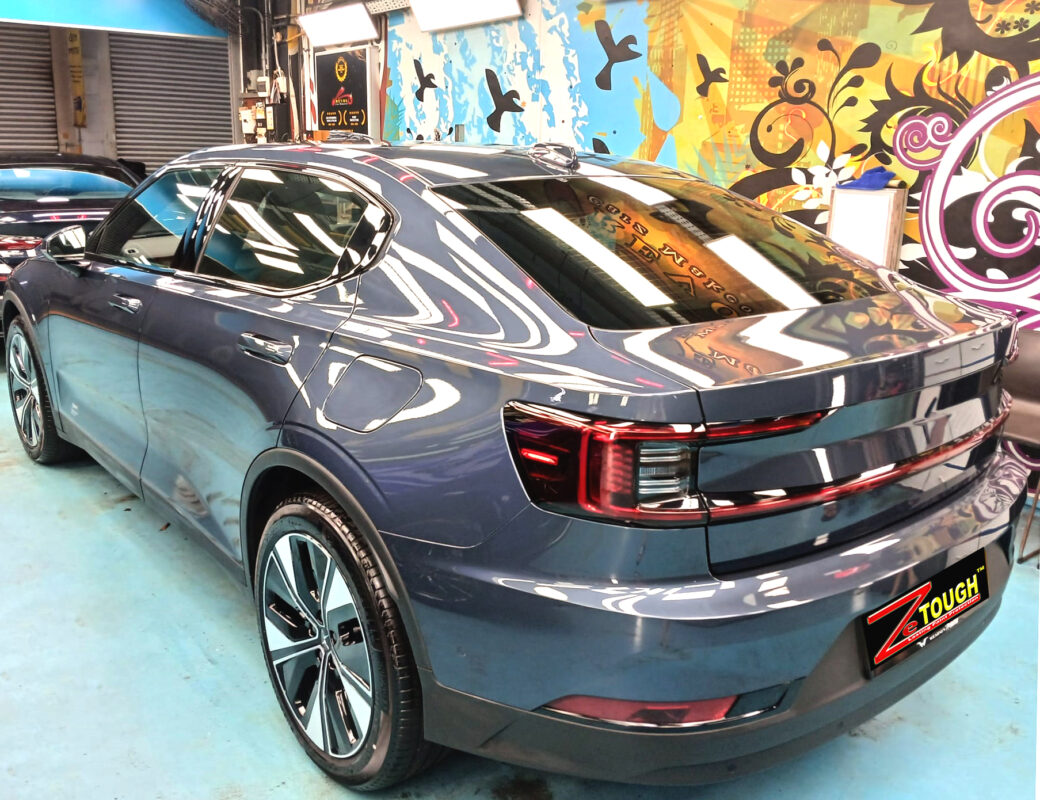 Side panel of the Polestar with the ceramic finish locked in.