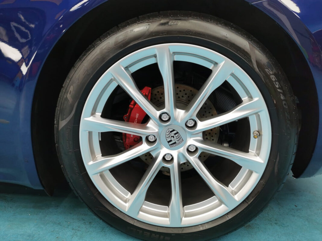 After: the 718 Cayman resprayed to a fresh, even finish, sealed with ZeTough Paint Protection.