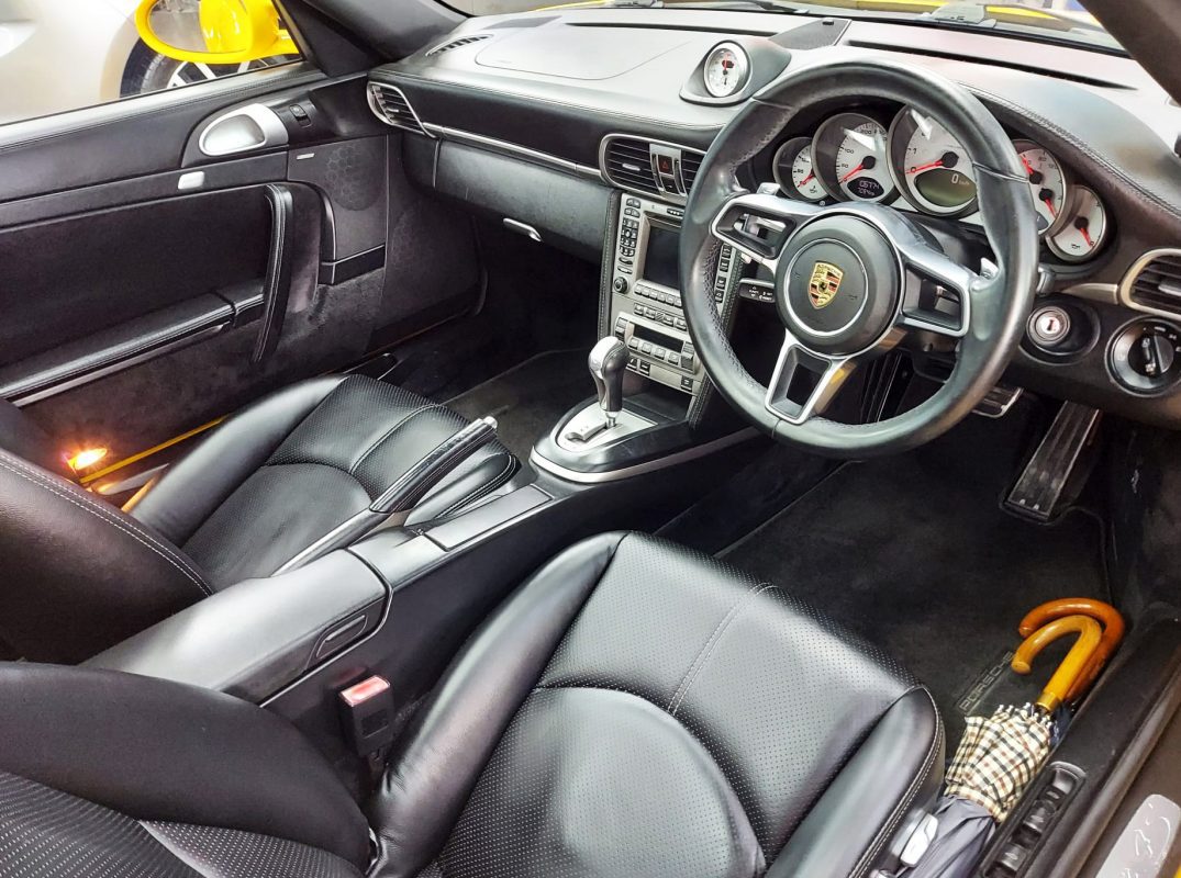 The Porsche 911 Targa in the workshop, freshly coated.