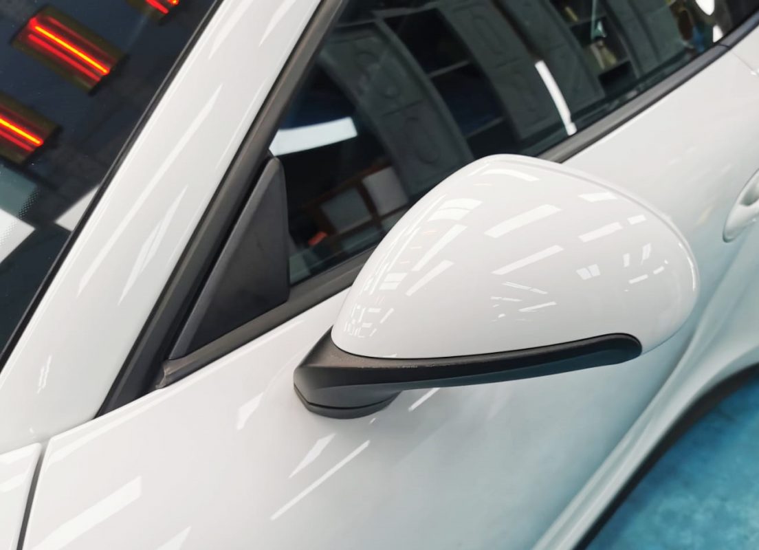 Side panel of the 911 with the titanium finish locked in.