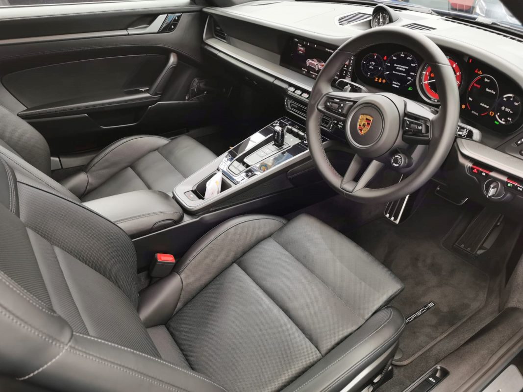The Porsche 992 Cabriolet in the workshop, freshly coated.