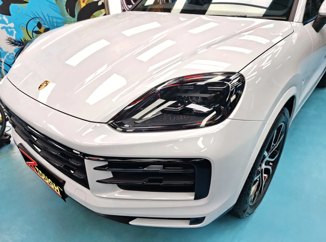 The Porsche Cayenne from a side angle after the titanium coating.